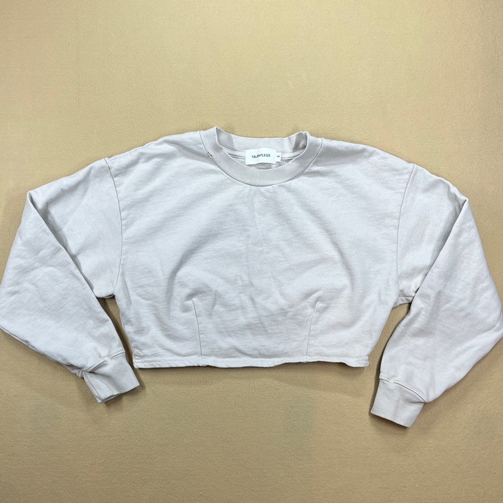 Talentless Crop Dart Lightweight Crewneck Cement